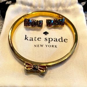 Kate Spade bow earrings and bracelet set